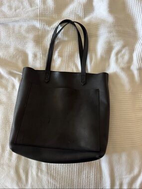Madewell Black Leather Tote Bag
